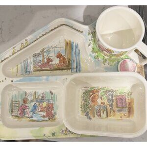 NEW Vintage Disney Winnie The Pooh Melamine Plate, Bowl, Cup And Spoon Set